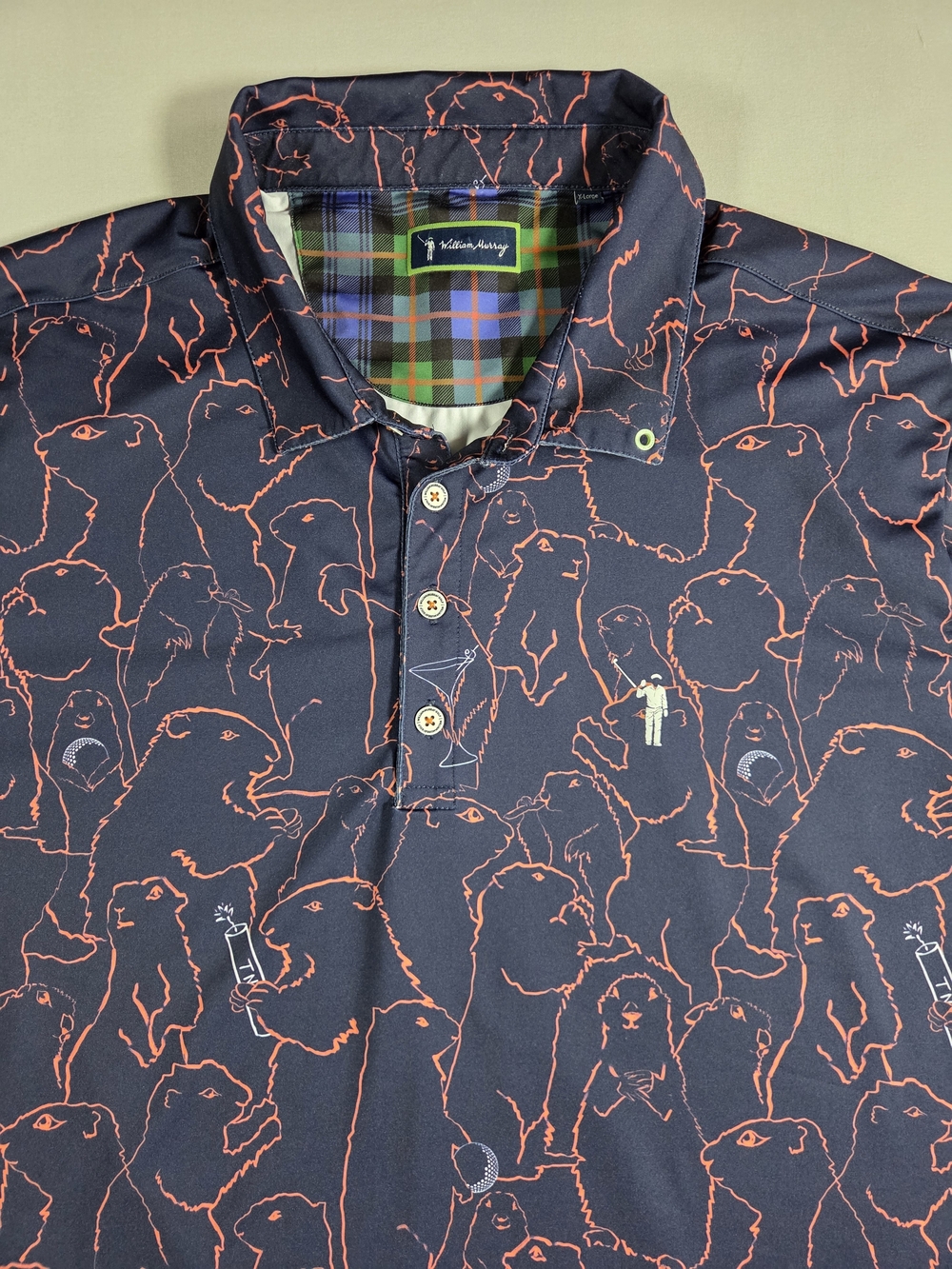William Murray Golf Caddyshack  Navy Orange Performance Polo XL